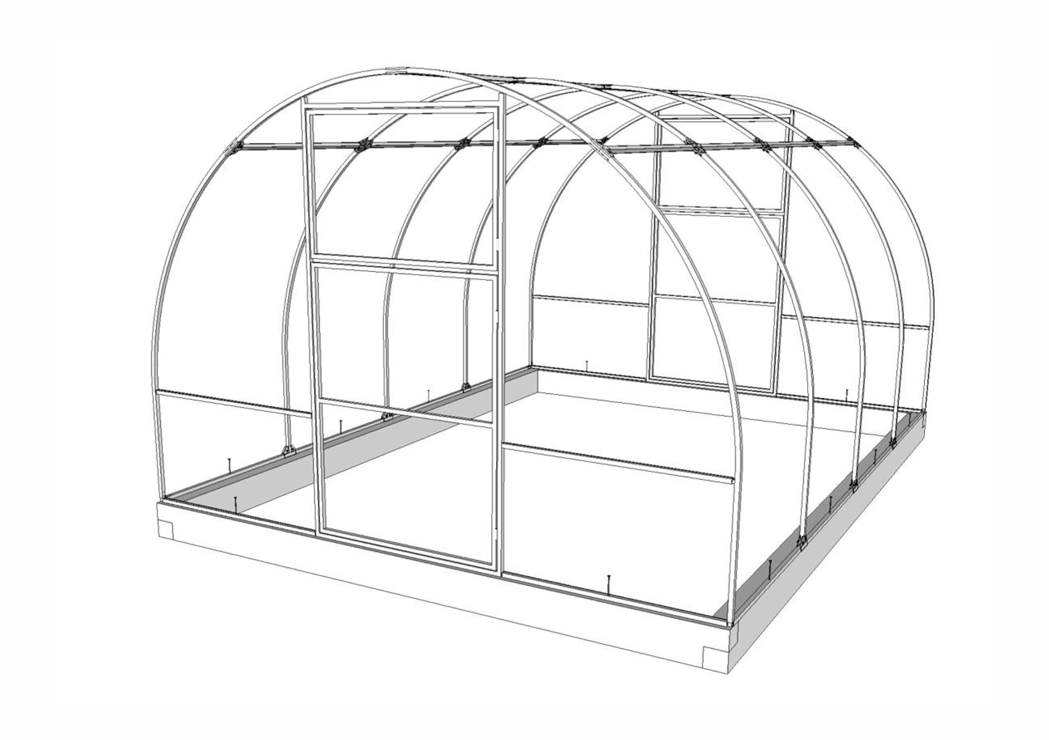 Шаг 5. Закрепите каркас теплицы к основанию, а основание к грунту..jpg Шаг 5. Закрепите каркас теплицы к основанию, а основание к грунту..jpg