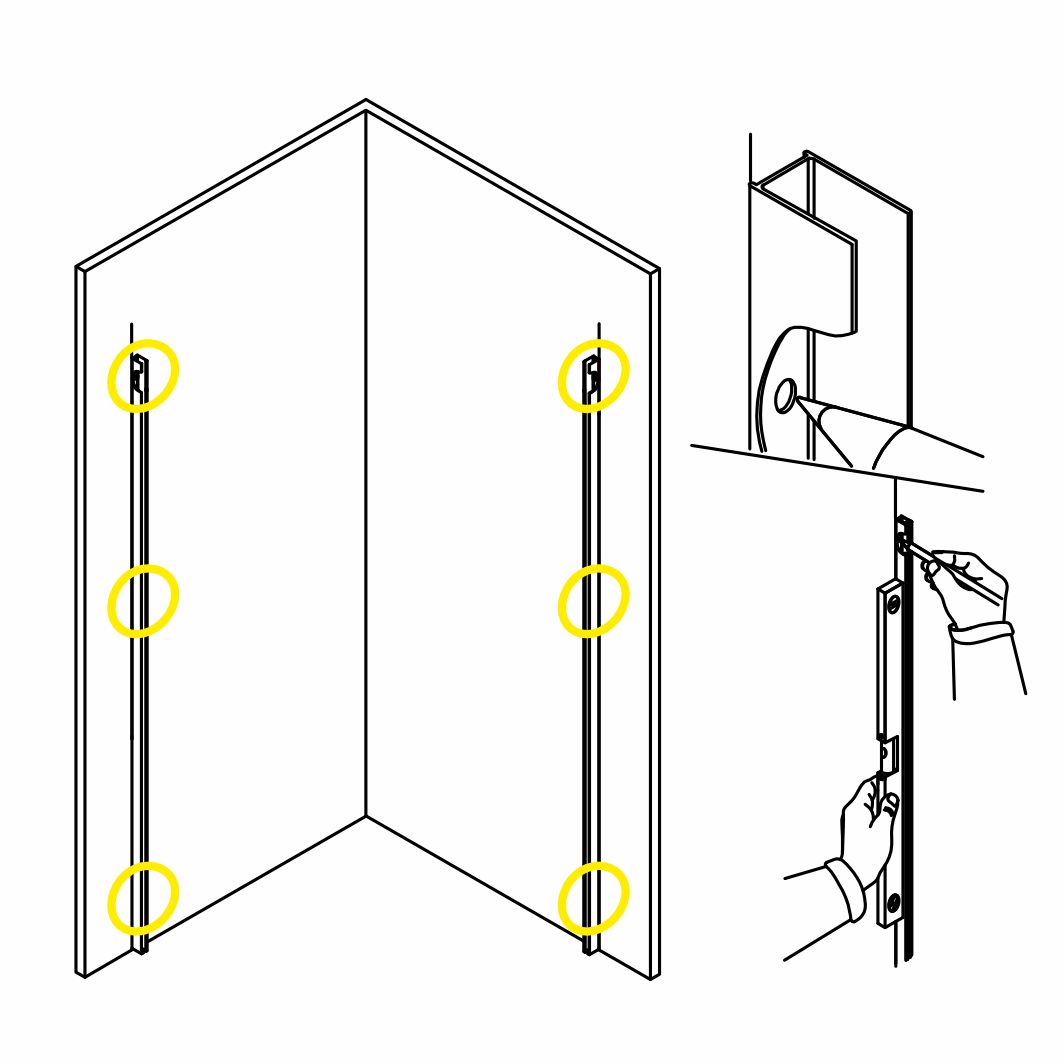 2 Приложите пристенные профили к стене, выровняйте по уровню и произведите разметку отверстий для шурупов.jpg 2 Приложите пристенные профили к стене, выровняйте по уровню и произведите разметку отверстий для шурупов.jpg